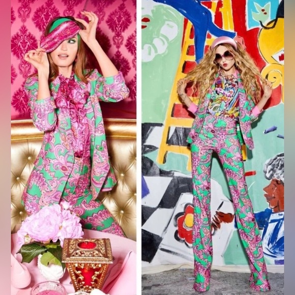 ALICE + OLIVIA Women's Cuffed Shawl Collar Spring Paisley Macey Blazer EUC $550 - Picture 2 of 14